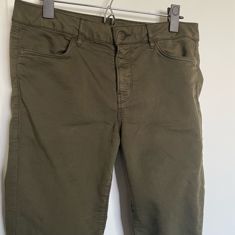 Olive Green Midrise Stretch Skinny Jeans (Size 30)